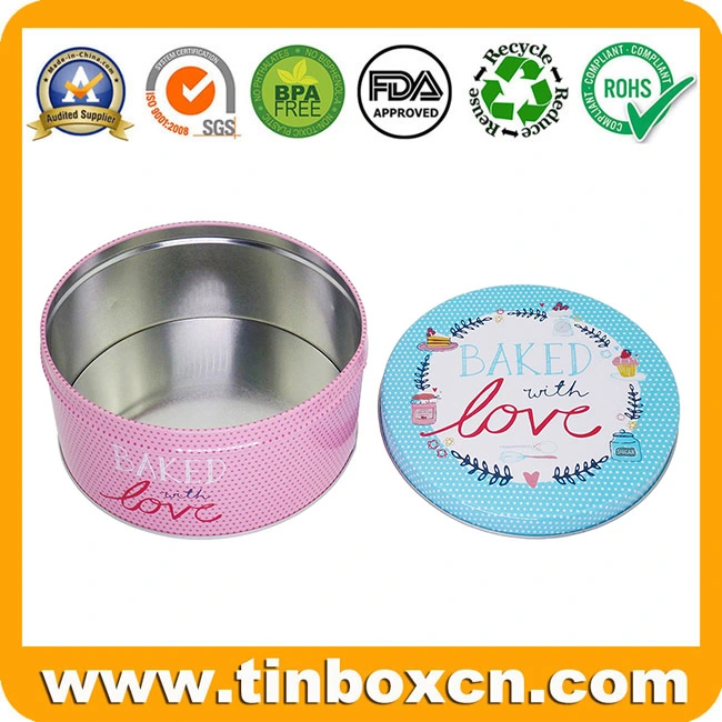 Food Grade Customized Large Round Can Packaging Box Cookies Biscuits Baked Cake Metal Bake Tin