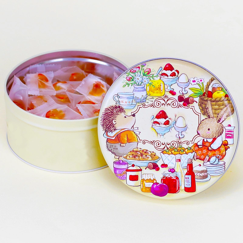 Round Cookie Tin Can Biscuit Cake Gift Metal Packaging Tin Box