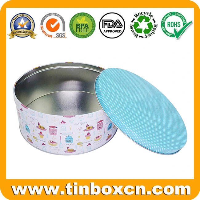 Custom Large Metal Food Can Storage Box Round Cake Bread Bakery Tin for Bake Packaging Container