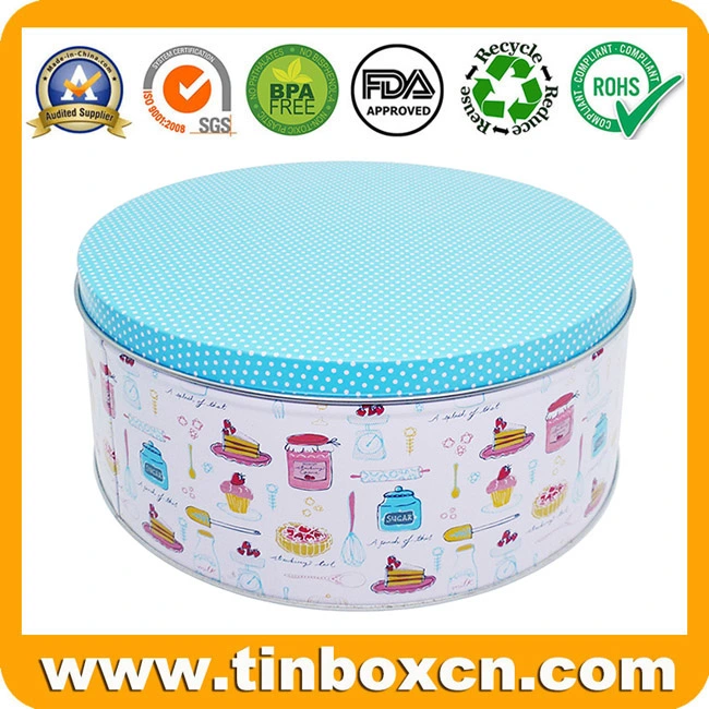 Custom Large Metal Food Can Storage Box Round Cake Bread Bakery Tin for Bake Packaging Container