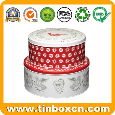 Personalizza scatole regalo in metallo per confezioni di tortiere rotonde per la conservazione degli alimenti